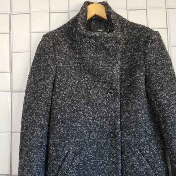 NWT ONLY  Wool 3/4  Length Winter Black Coat Stand Up ColLar Medium Weig… - Picture 5 of 12